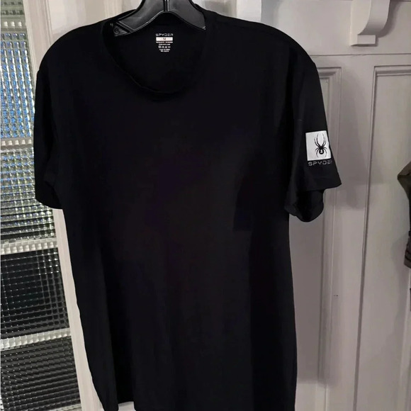 Spyder Men’s Athletic Performance Tee Shirt Fitted Black Size M - Picture 2 of 10